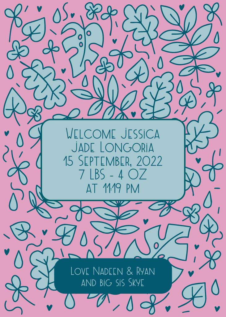 Template Charming Pink and Blue Birth Announcement Poster