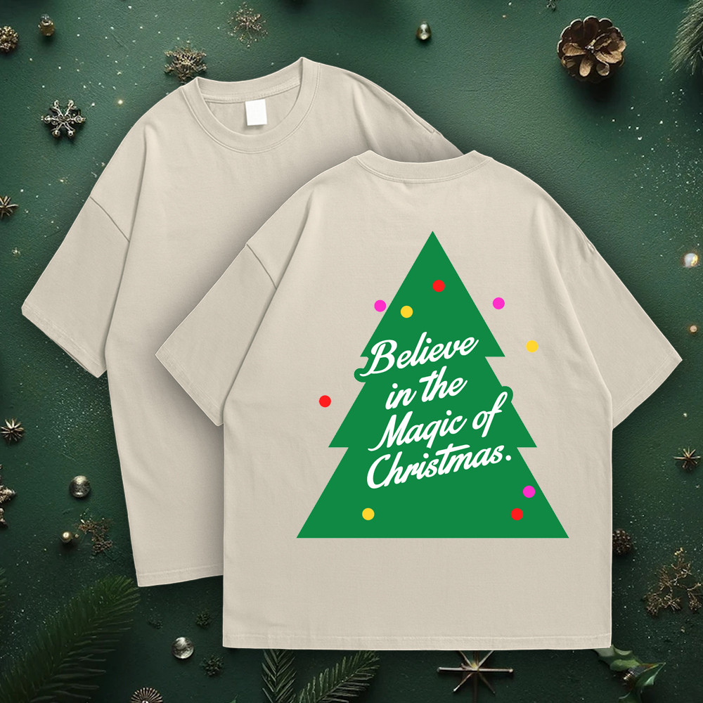 Template Magic Christmas T-Shirt Design Green Tree