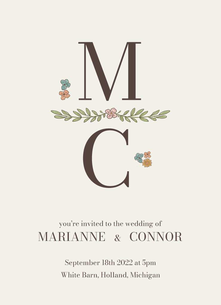 Elegant Beige Wedding Invitation Poster Design