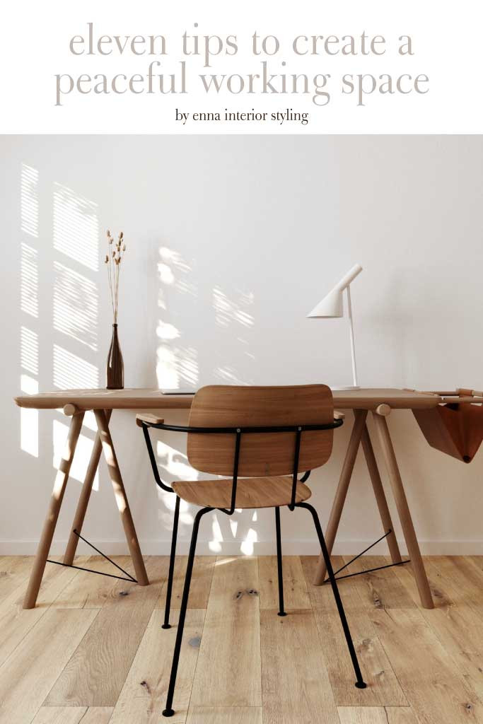 Template Serene Home Office Design Poster in Beige