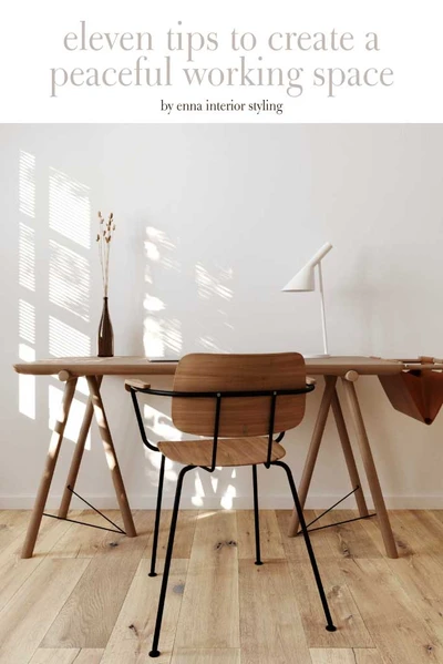 Template Serene Home Office Design Poster in Beige