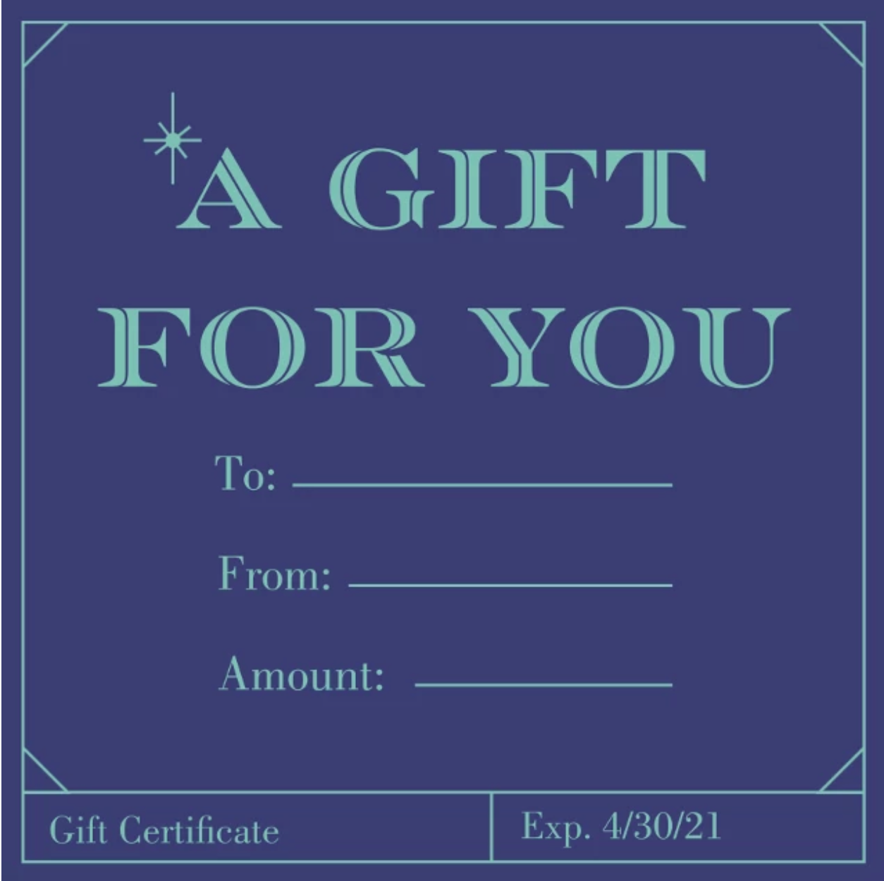 Elegant Blue Gift Certificate Voucher Design