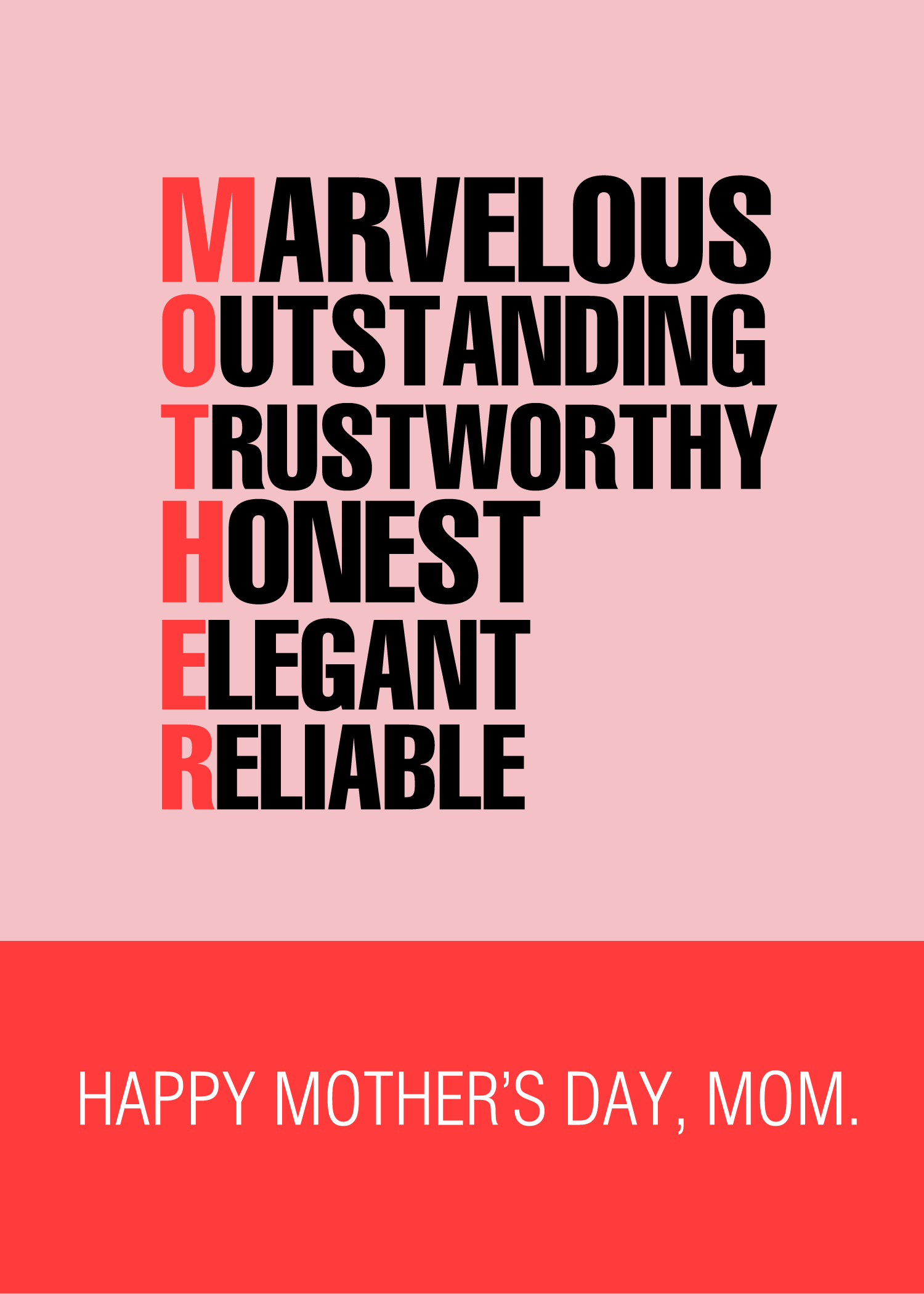 Elegant Mother's Day Greeting Post Coral and Red