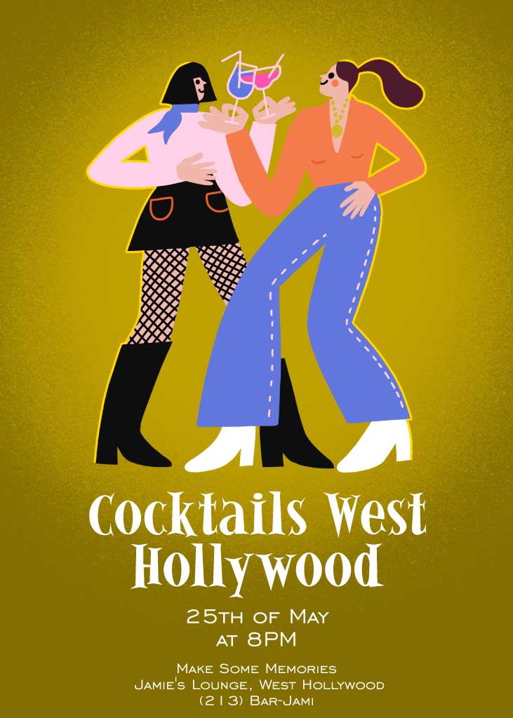 Chic Cocktails West Hollywood Poster in Olive