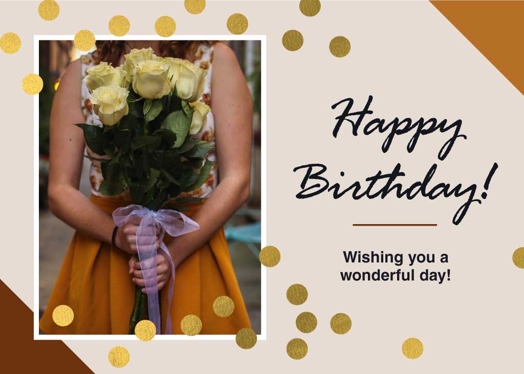 Cheerful Birthday Wishes Postcard in Mustard Yellow