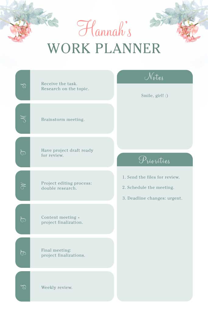 Template Elegant Sage Green Work Planner Template