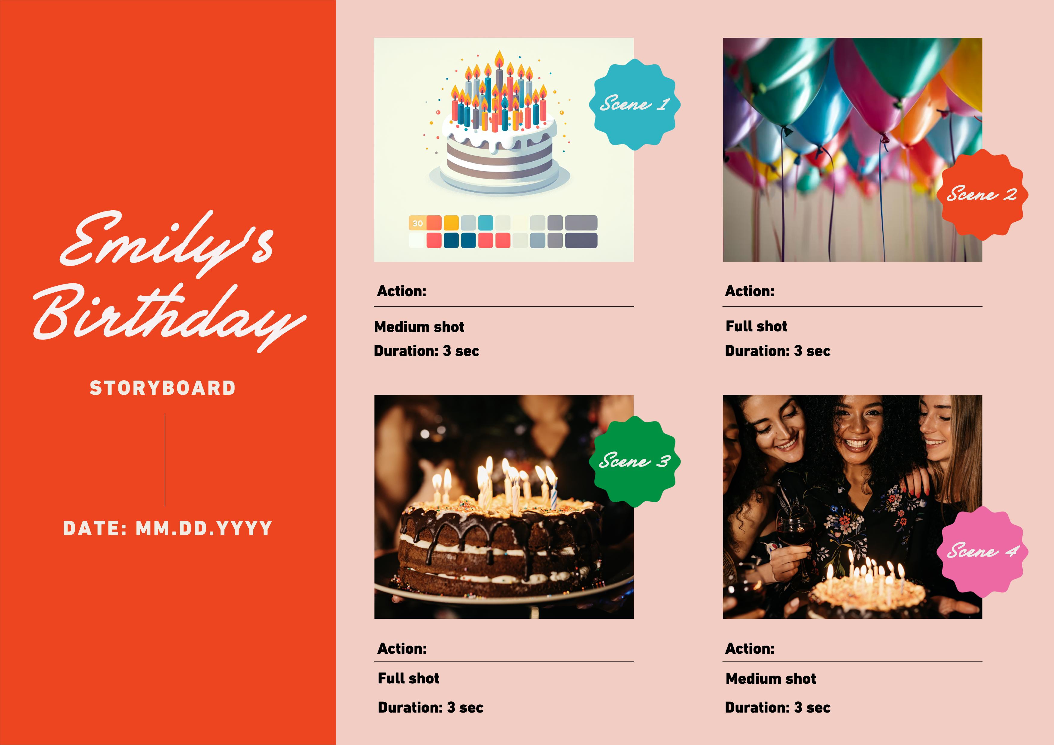 Colorful Birthday Party Storyboard Poster Design