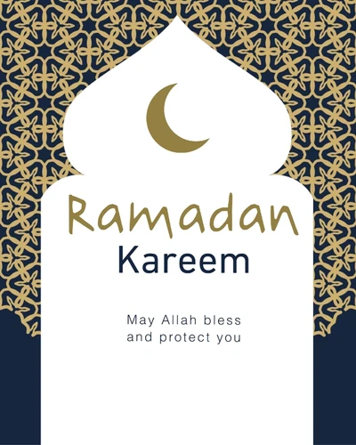 Template Elegant Navy Blue Ramadan Poster Design