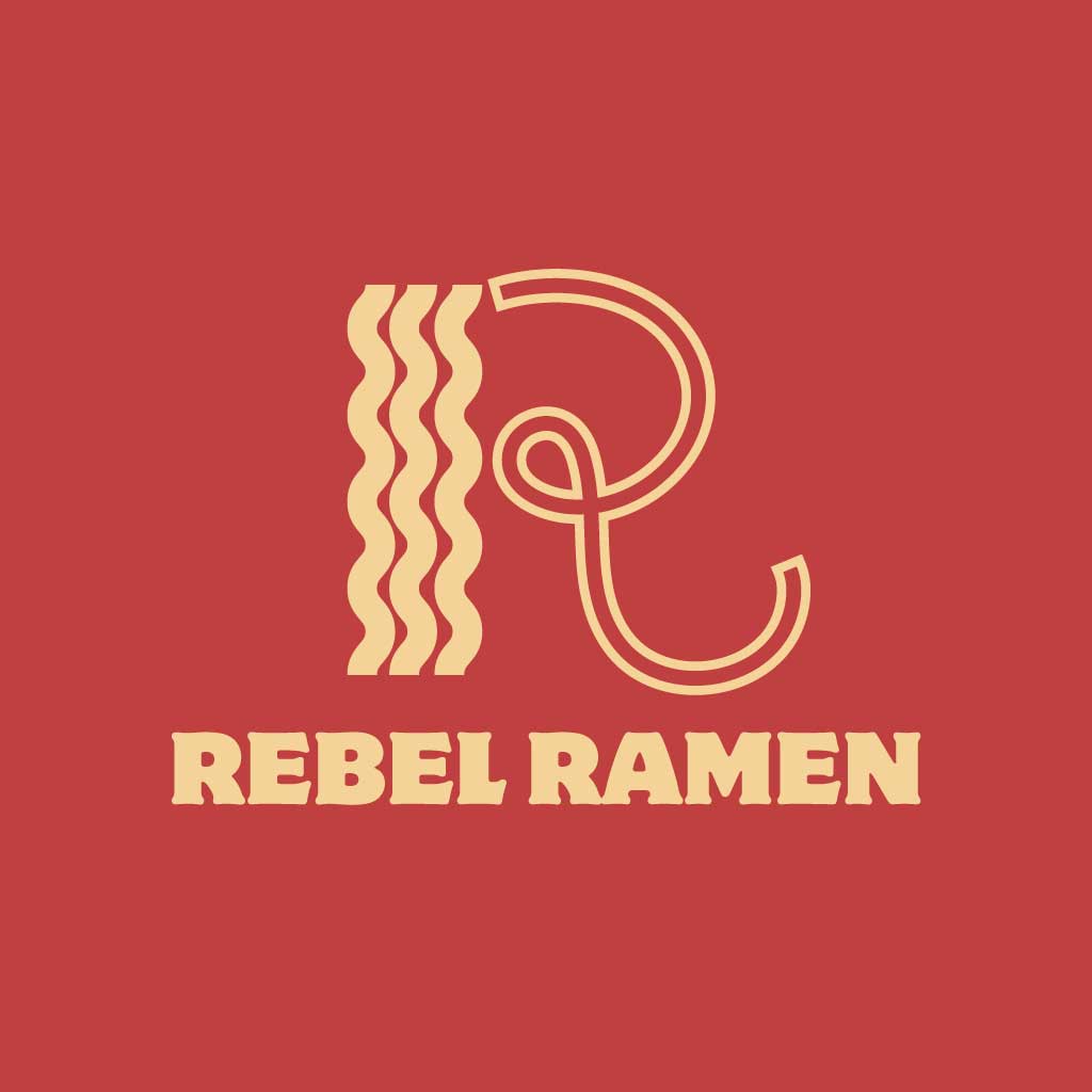 Rebel Ramen Logo Design Poster on Red