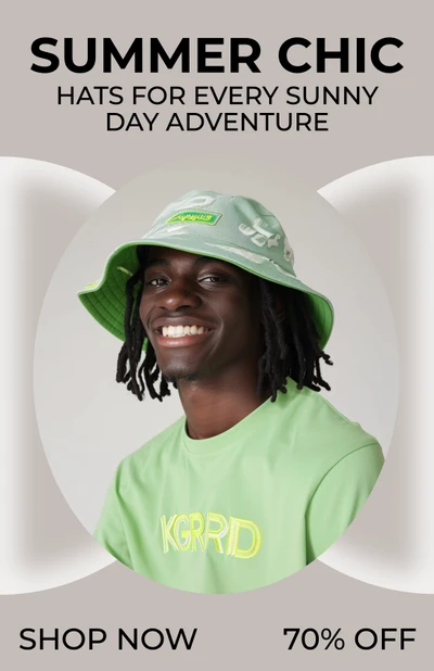 Template Stylish Summer Green Hat Poster Design
