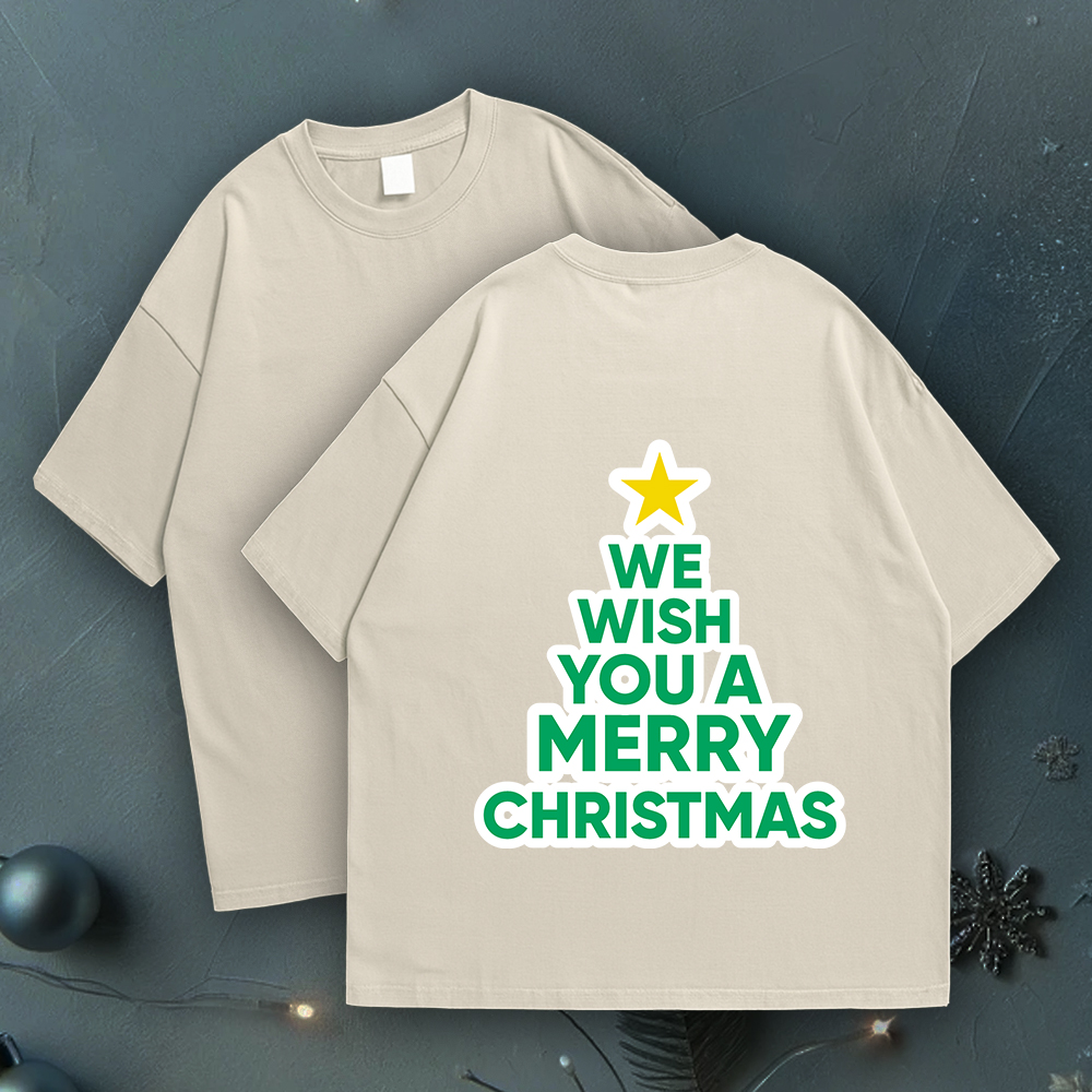 Template Christmas Tree T-Shirt Design in Beige