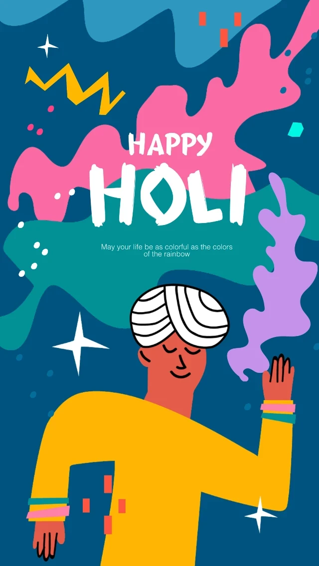 Template Colorful Celebration Holi Event Poster Blue Pink