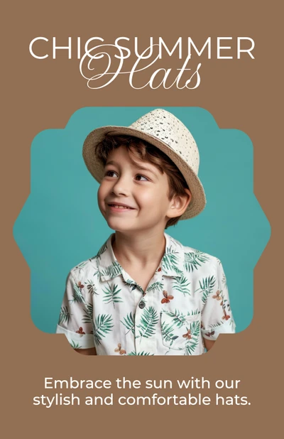 Template Stylish Summer Hats Poster in Brown