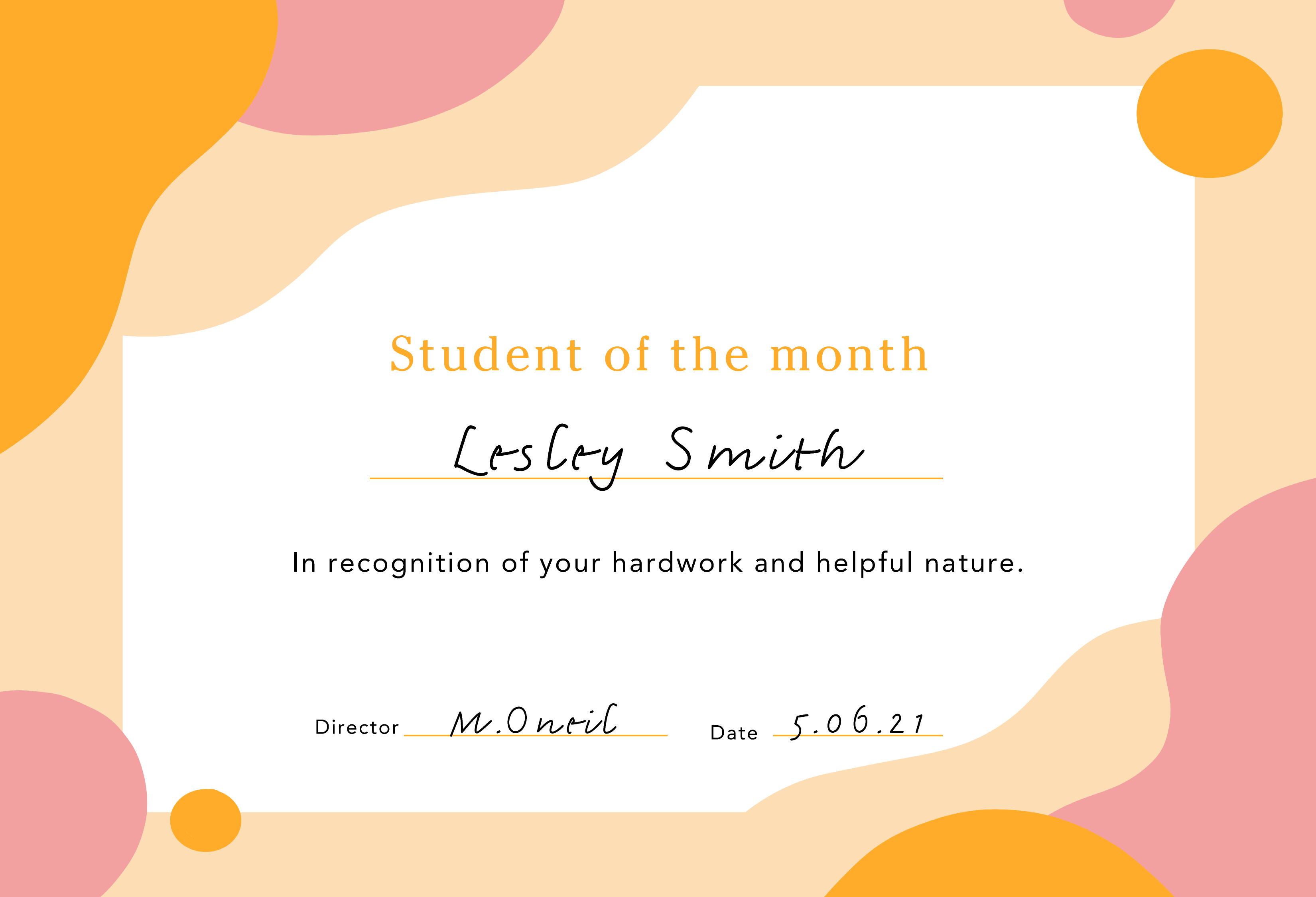 Student of the Month Certificate Poster Template