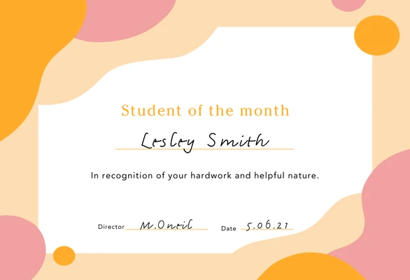 Template Student of the Month Certificate Poster Template