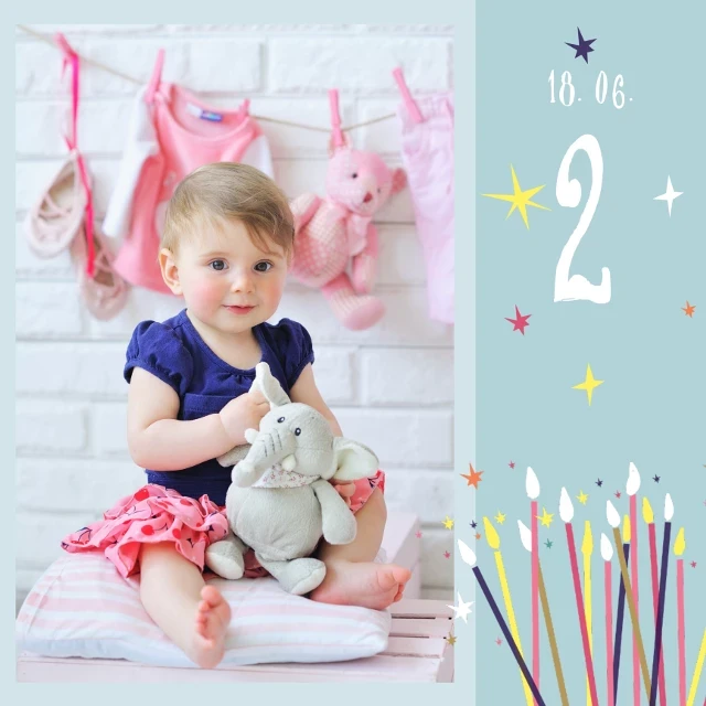 Template Adorable Baby Birthday Post Template in Pink and Blue