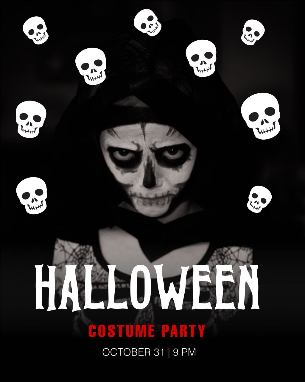 Spooky Black and Red Halloween Party Poster