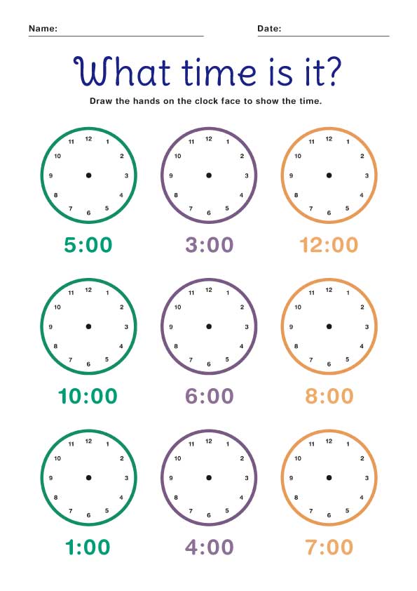 Colorful Educational Clock Learning Poster