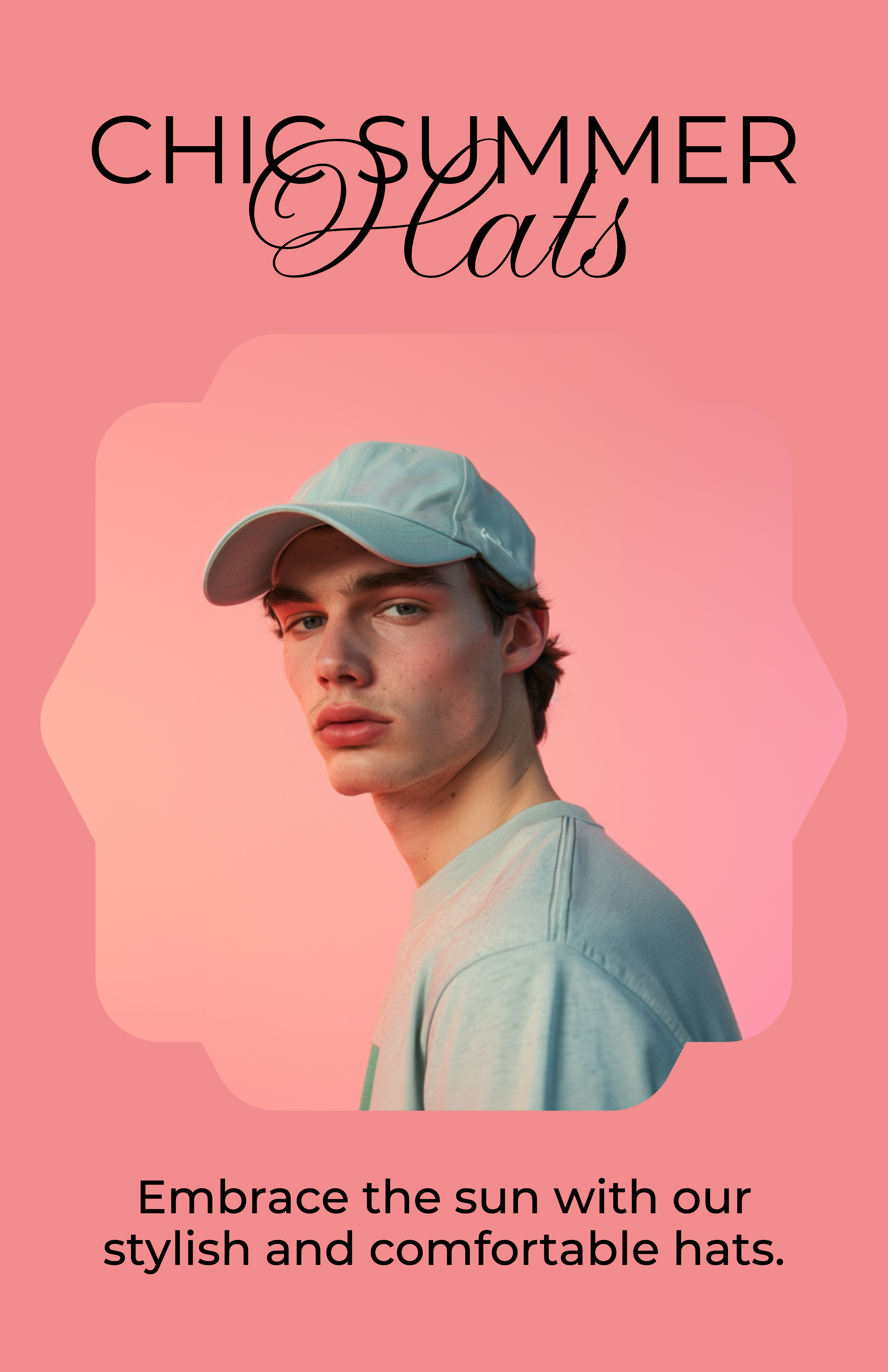 Template Chic Summer Hats Poster in Pink Hues