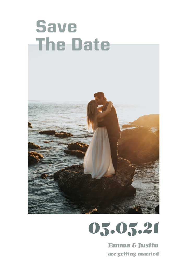 Template Elegant Wedding Announcement Poster in Ivory