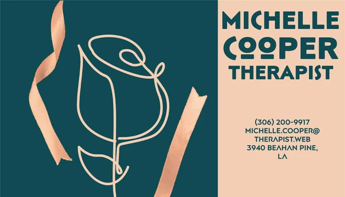 Template Elegant Teal and Gold Therapist Business Card