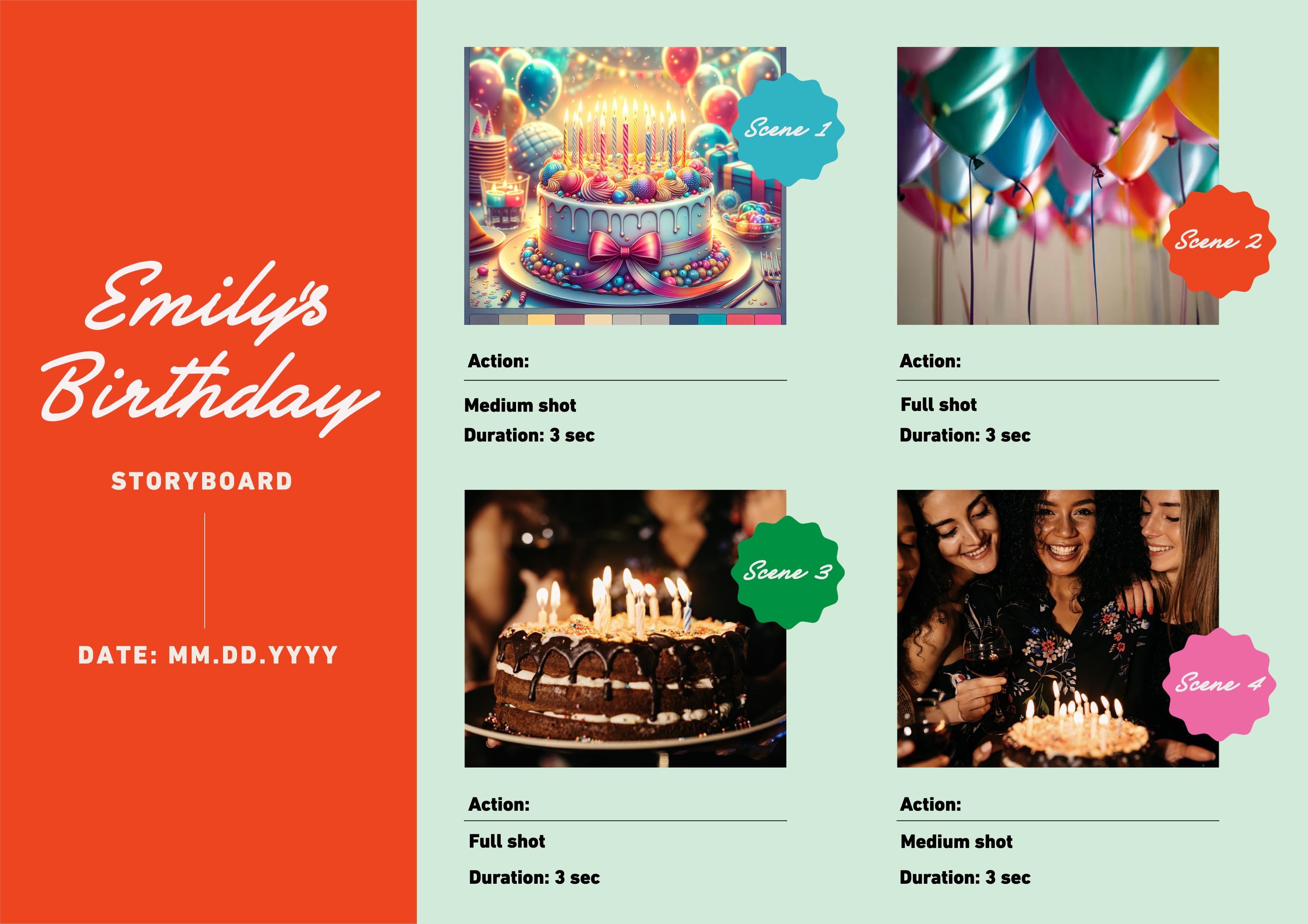 Colorful Birthday Party Storyboard Poster Design