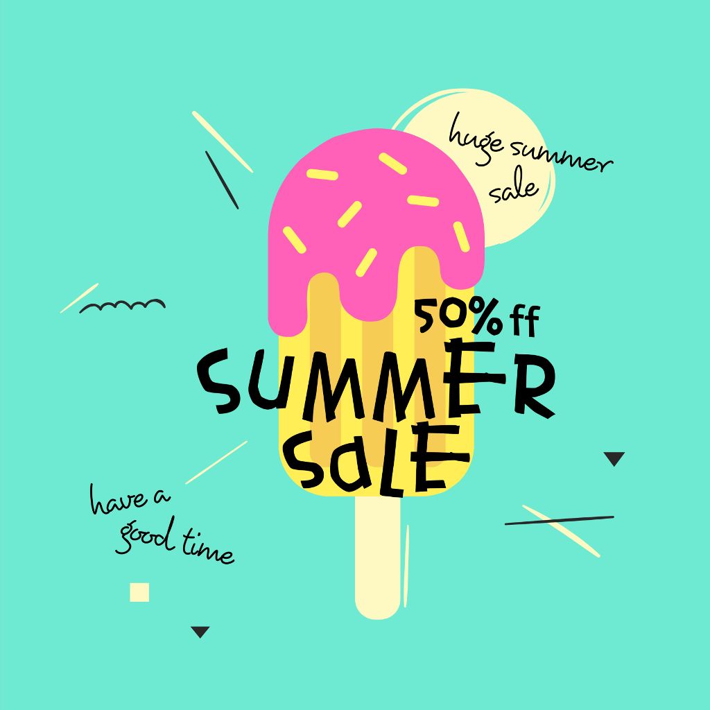 Sunny Summer Sale Ad with Ice Cream