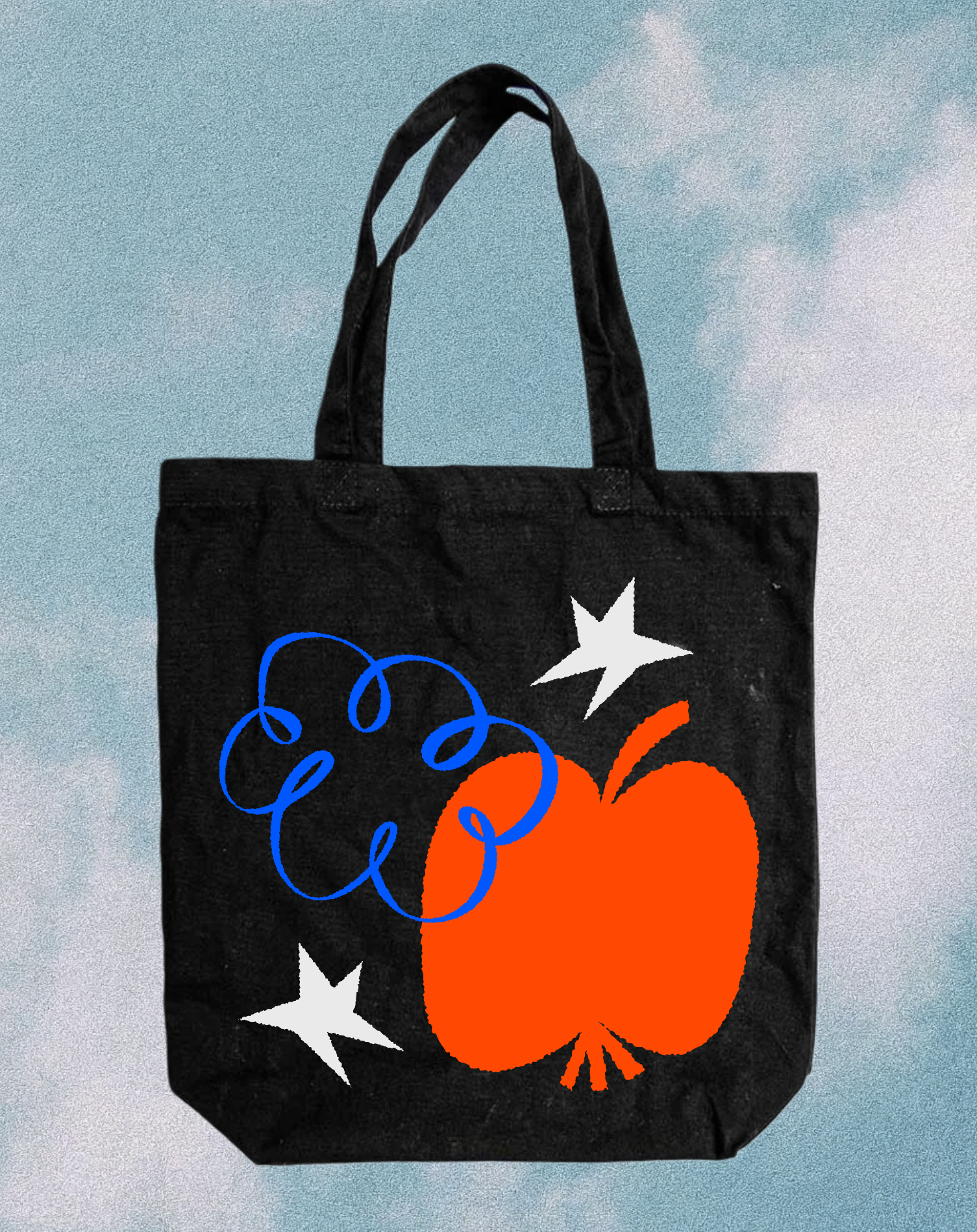 Template Vibrant Apple Graphic Tote-Bag Design with Black