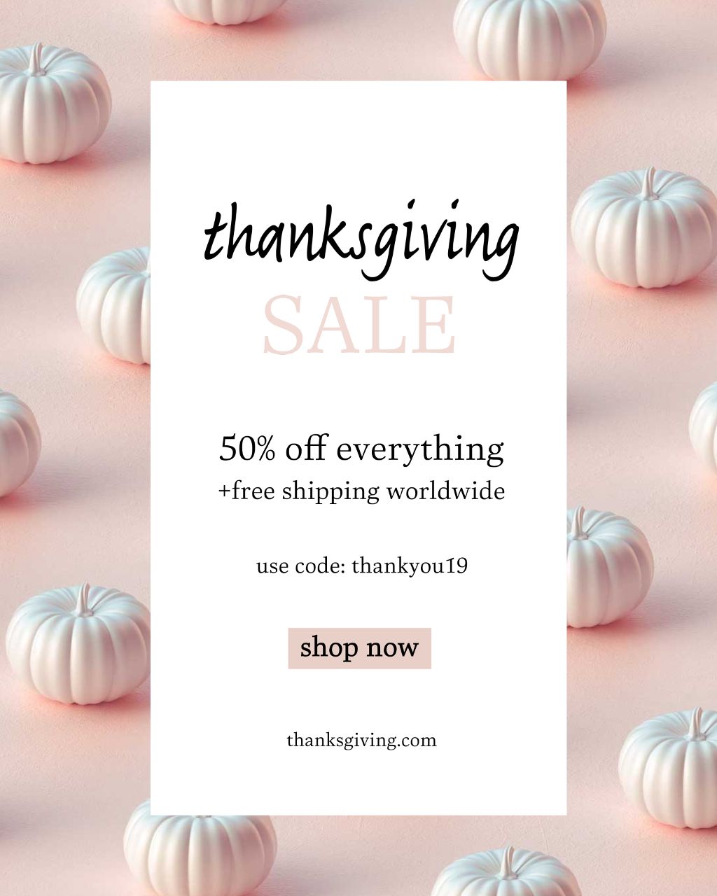 Elegant Thanksgiving Sale Poster in Pink