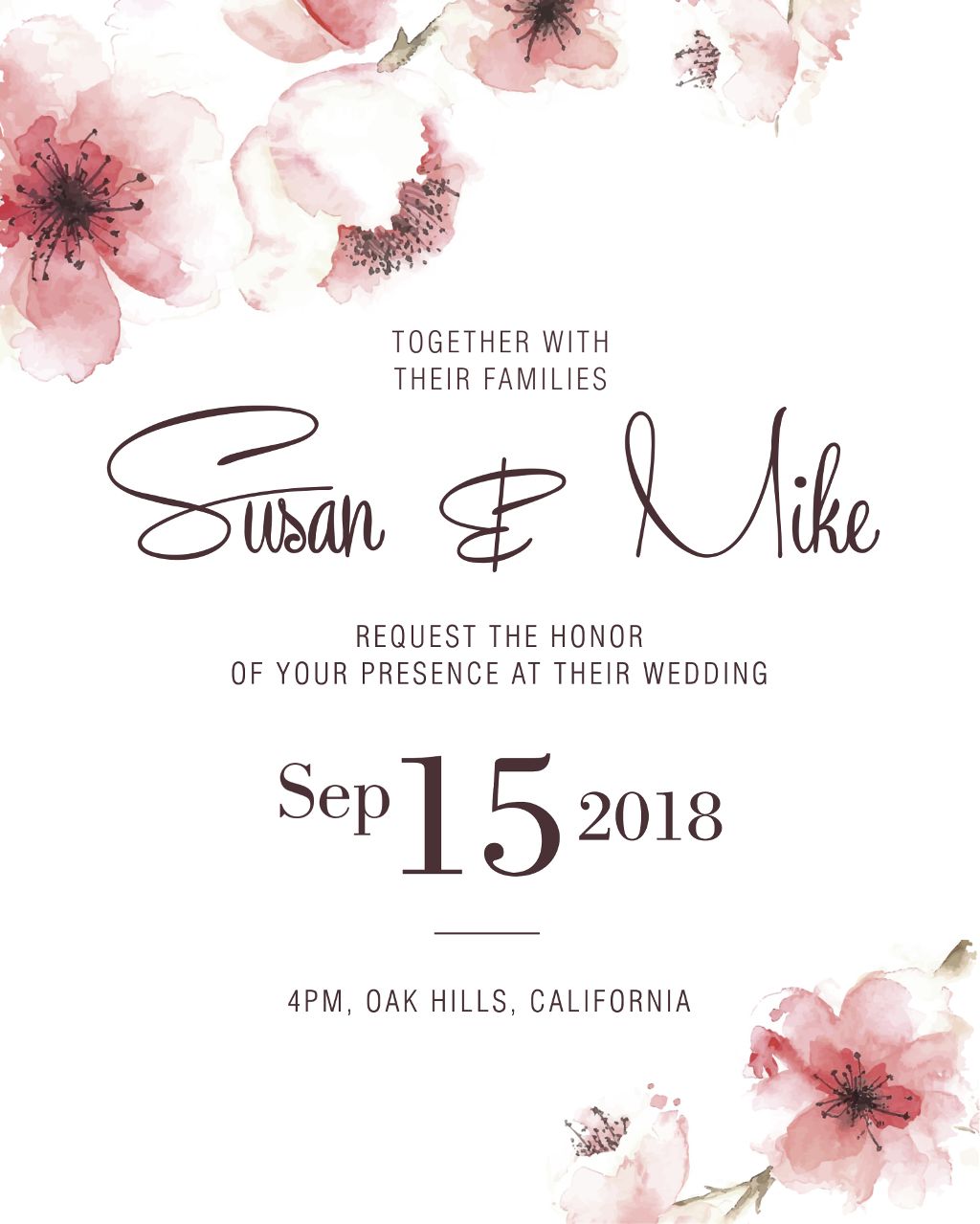 Elegant Blush Floral Wedding Invitation Post