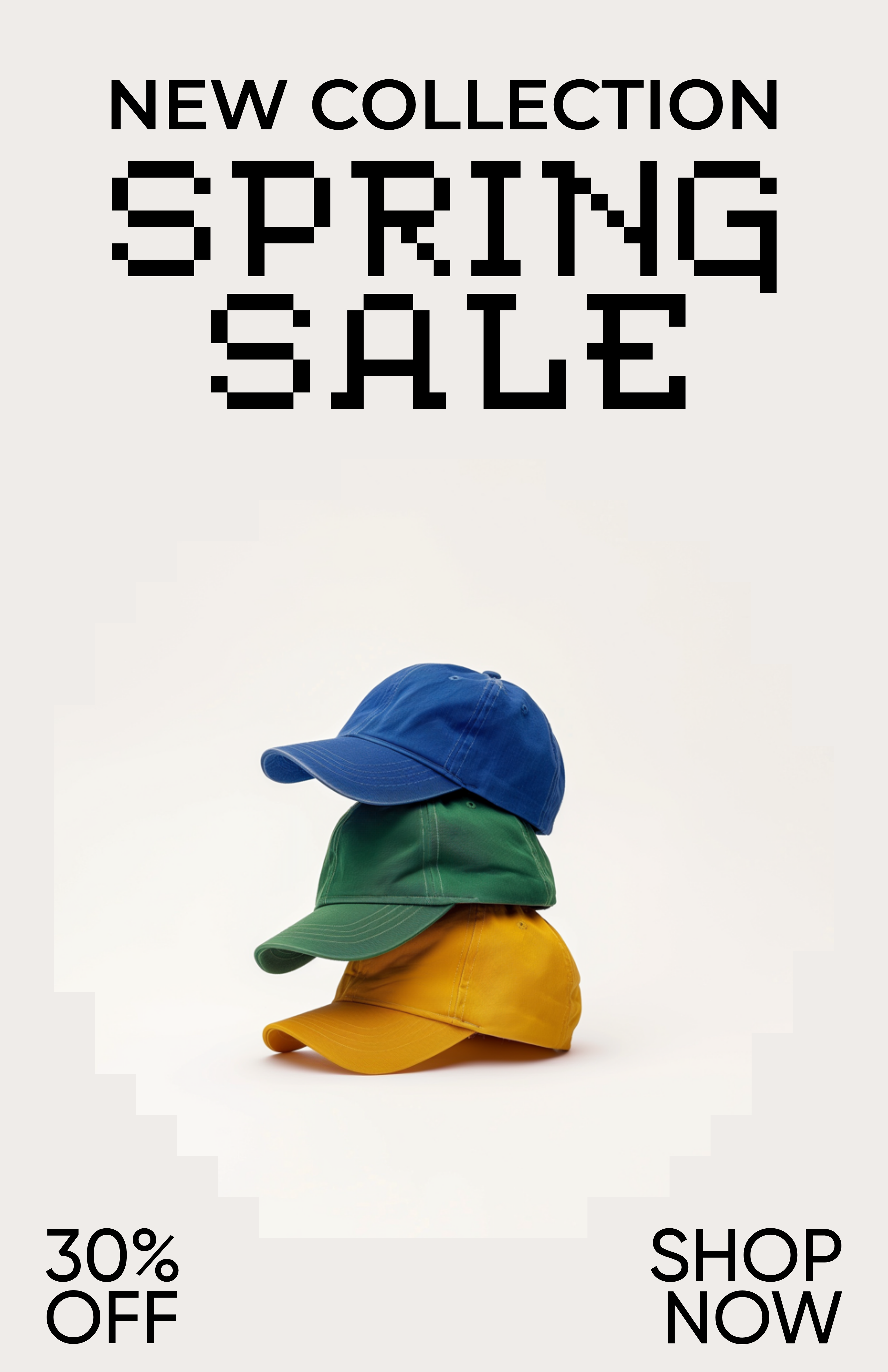 Template Bright Spring Sale Poster with Caps