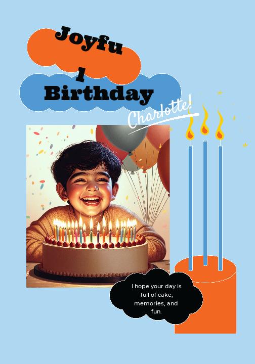 Joyful Blue and Orange Birthday Poster Design