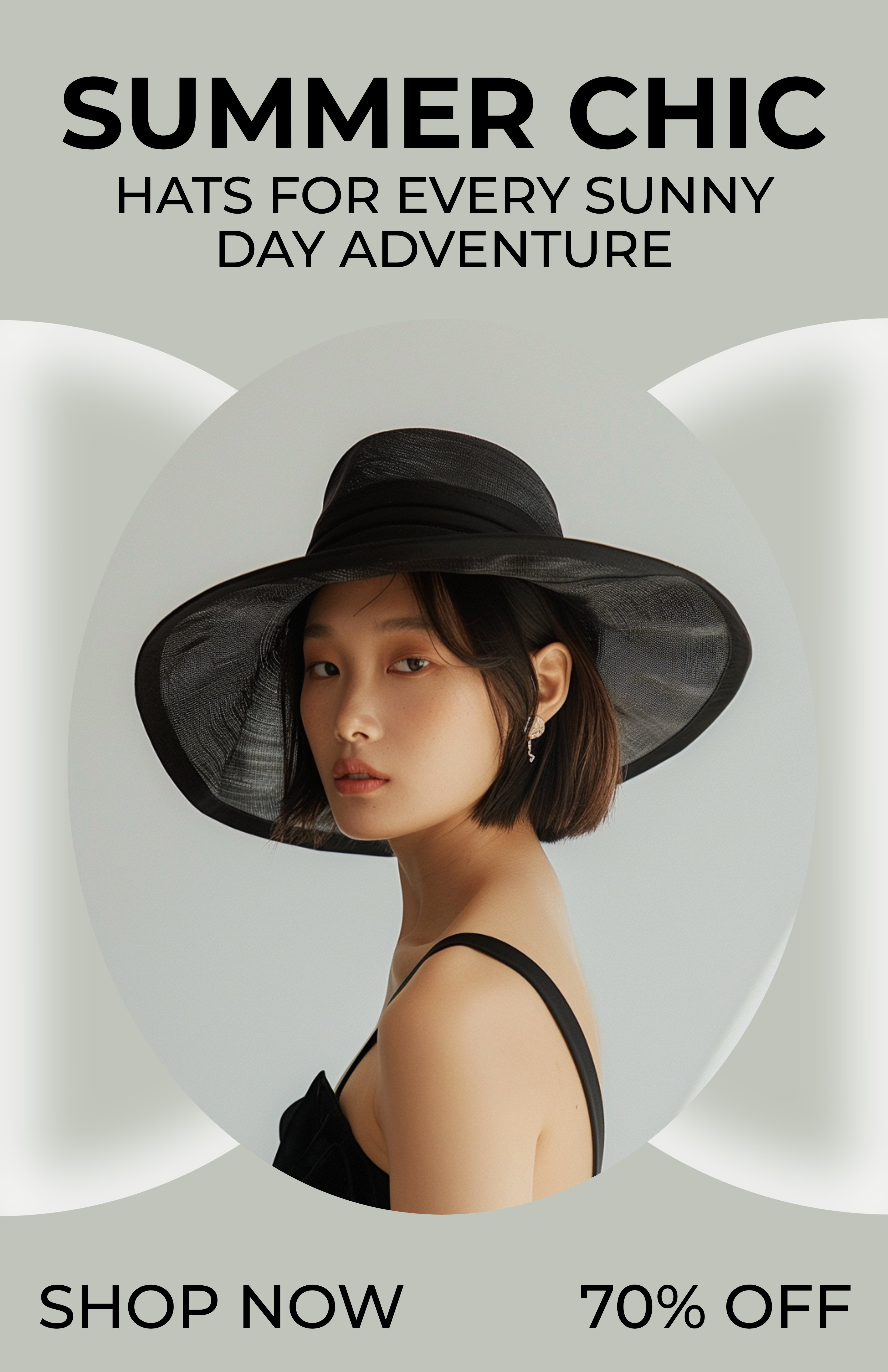 Template Chic Summer Hat Poster in Gray
