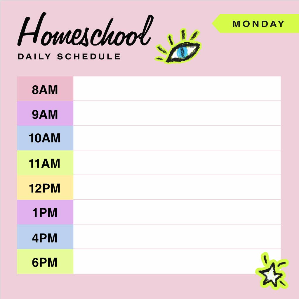 Template Colorful Homeschool Schedule Poster Template