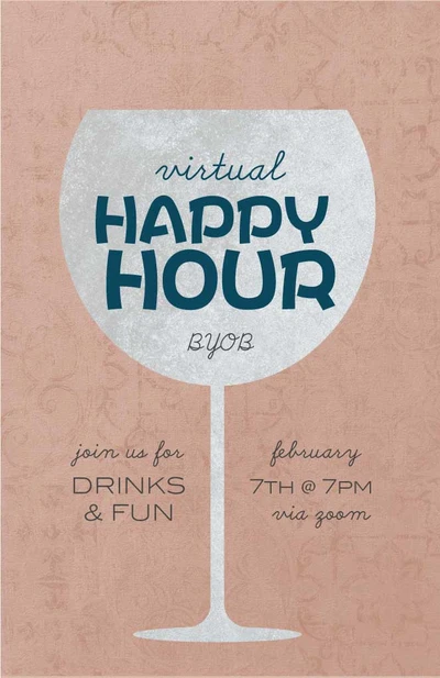 Template Chic Virtual Happy Hour Invitation Poster Peach