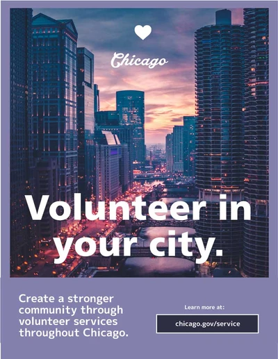 Template Vibrant Chicago Community Volunteer Poster Design