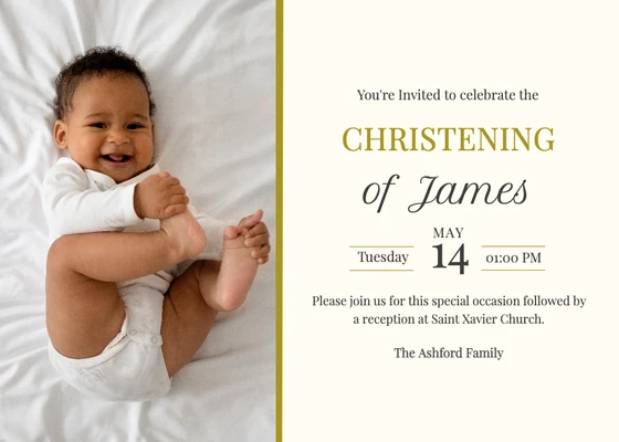 Elegant Beige Christening Invitation Post