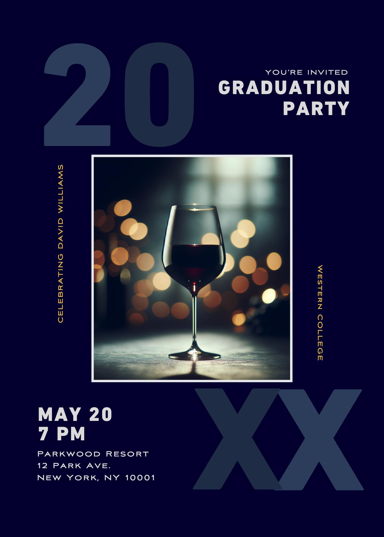 Navy Blue Chic Graduation Party Poster