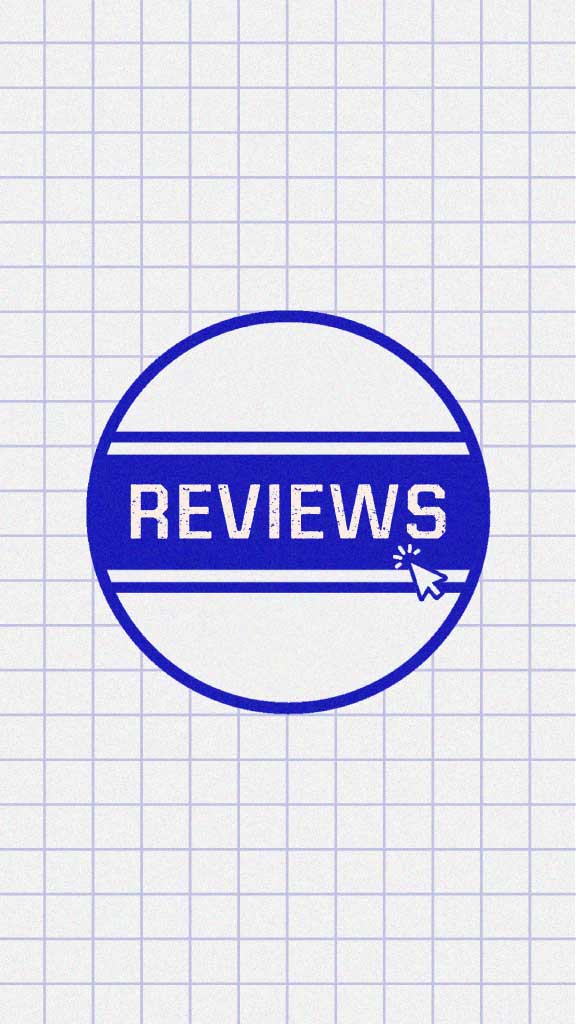 Sleek Blue Grid Reviews Post Template