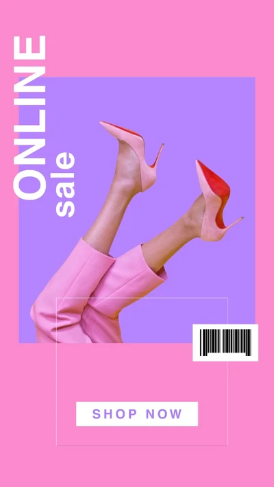 Template Chic Pink and Purple Online Sale Poster