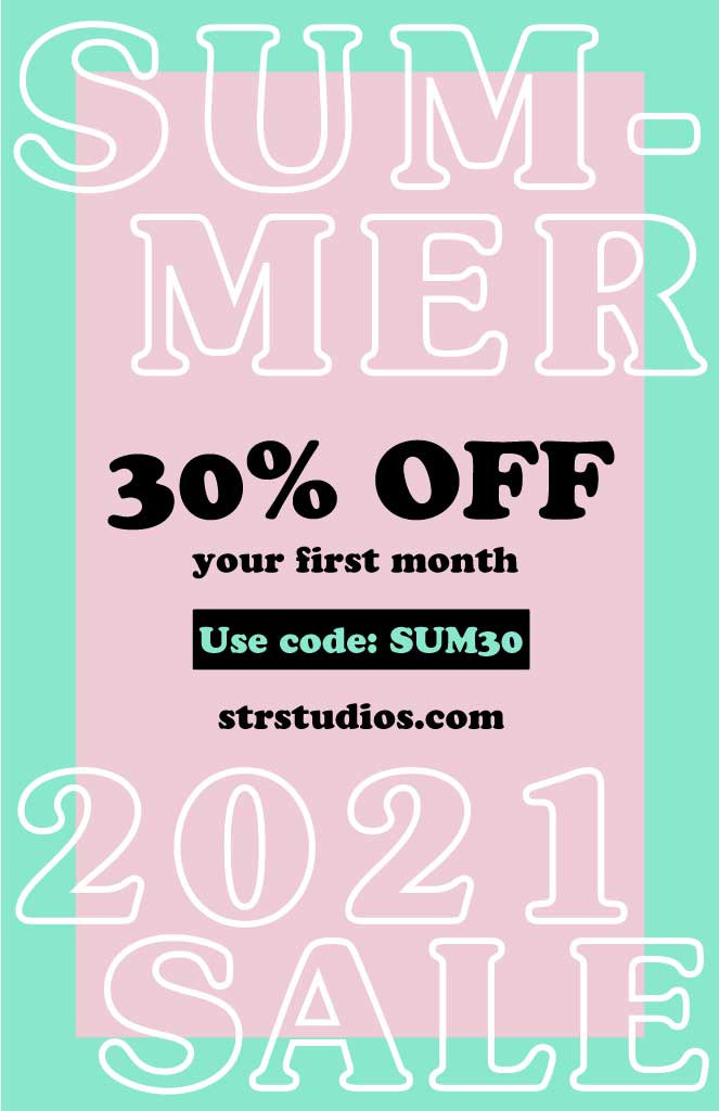 Template Summer Sale Teal and Pink Poster Design