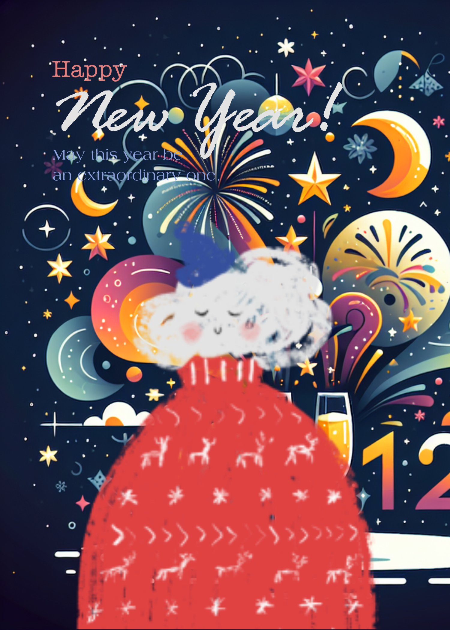 Cheerful New Year Wishes Red Poster Design