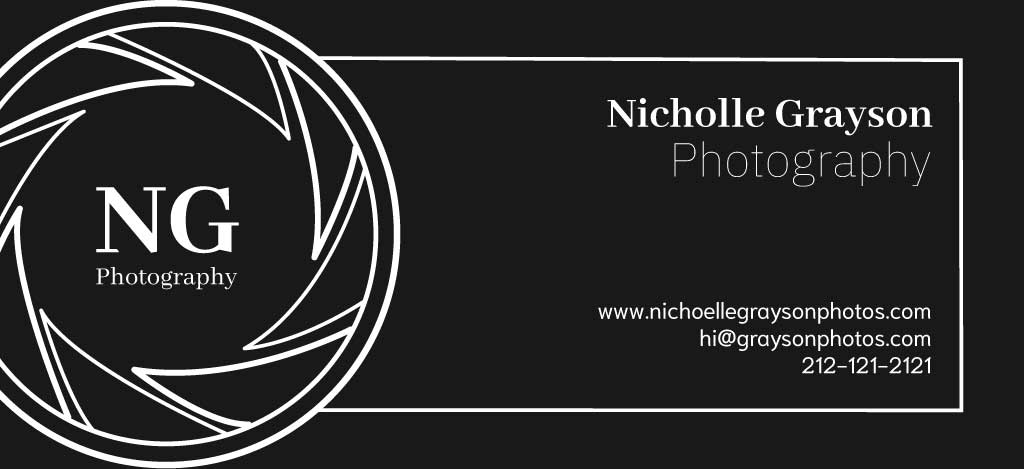 Sleek Black and White Photography Business Card