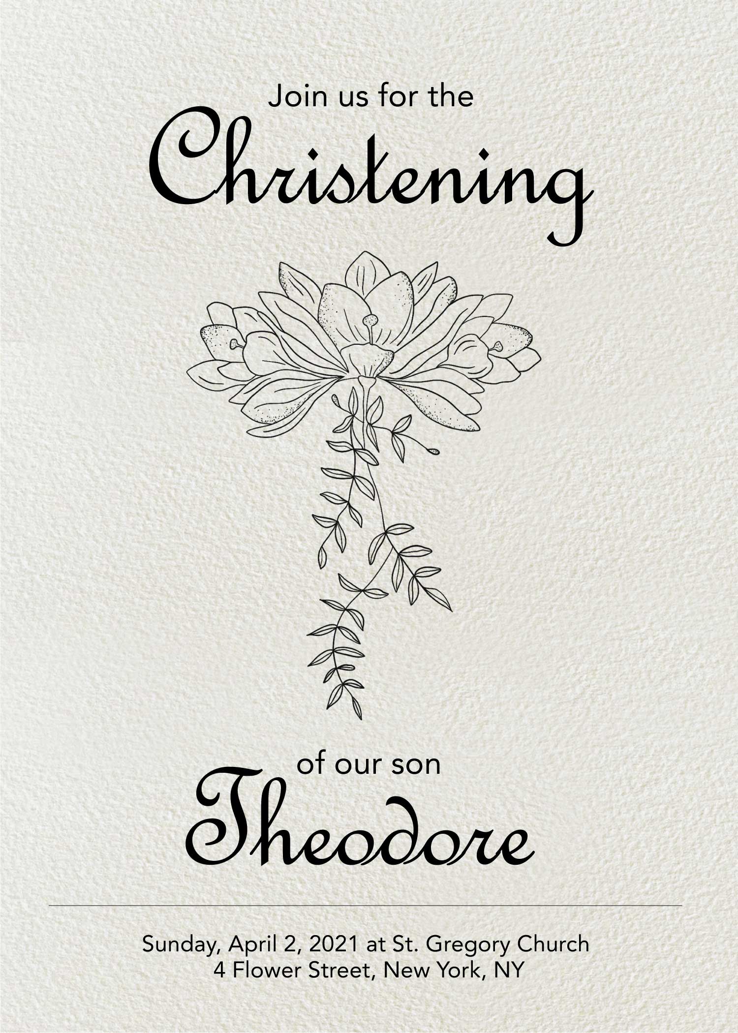 Elegant Christening Invitation Post in Cream