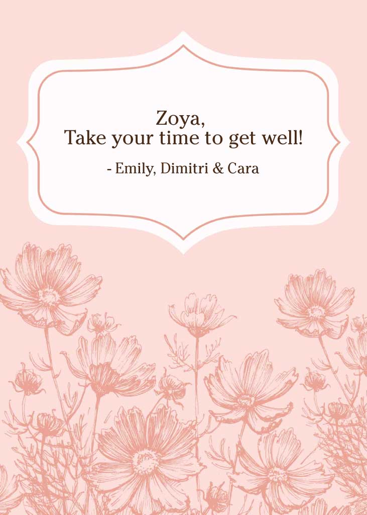 Blush Floral Get Well Soon Postcard