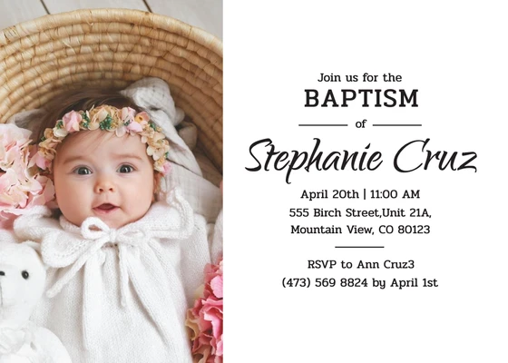 Elegant Purple Floral Baptism Invitation Template