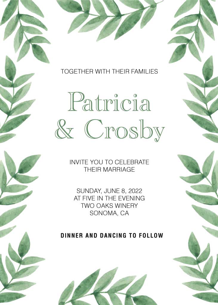 Elegant Green and White Wedding Invitation Poster