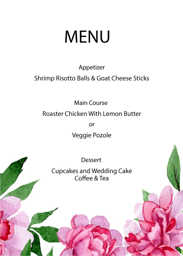 Elegant Pink Floral Menu Template Design