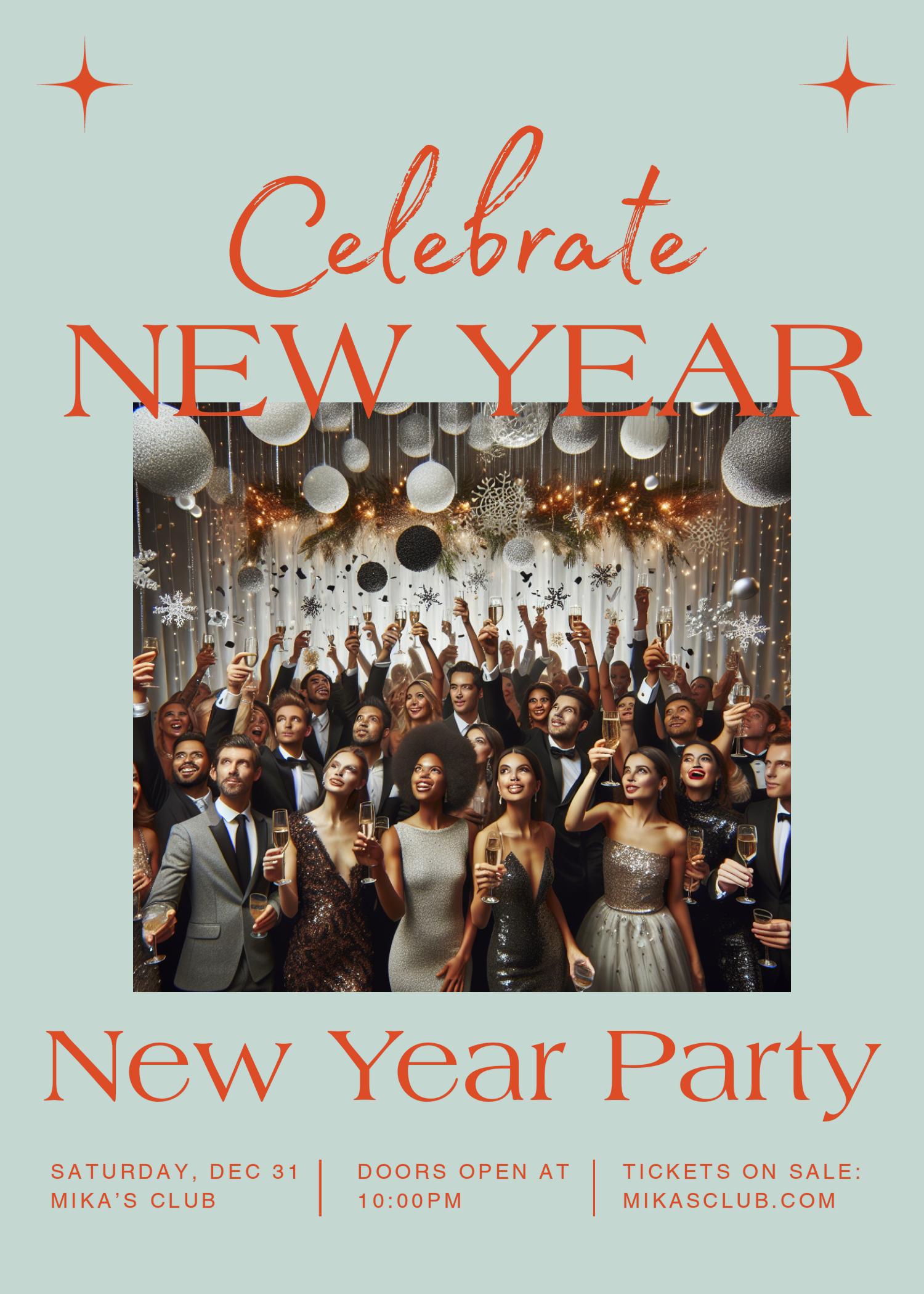 Vibrant Red New Year Party Poster