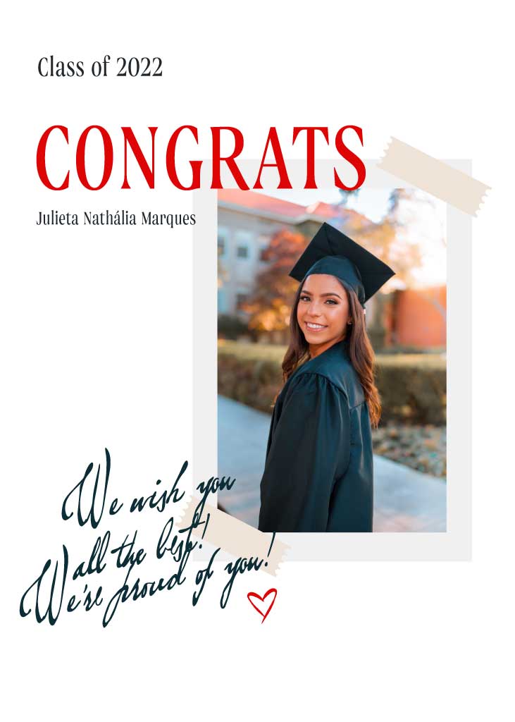 Elegant Graduation Congrats Poster in Red and White